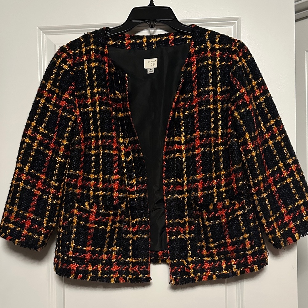 Who What Wear Black and Red Plaid Blazer